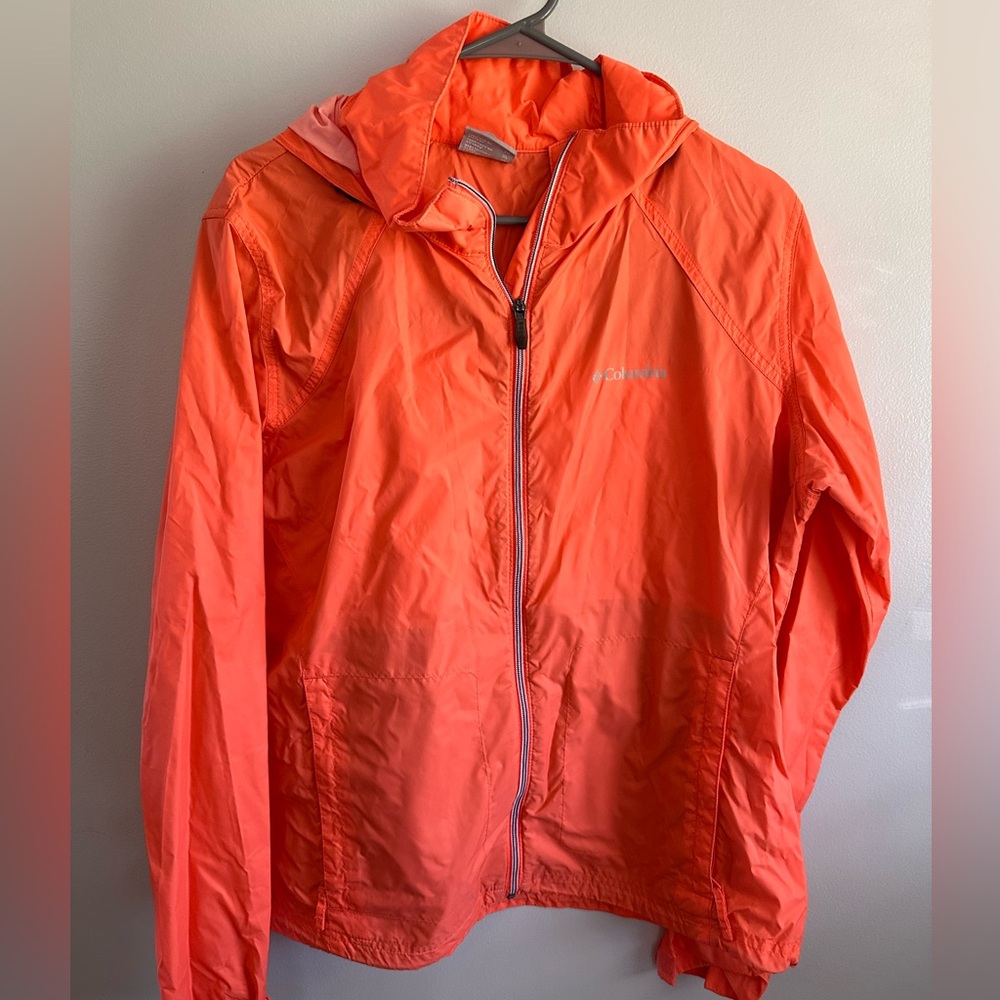 Columbia Bright Coral Packable Hooded Windbreaker